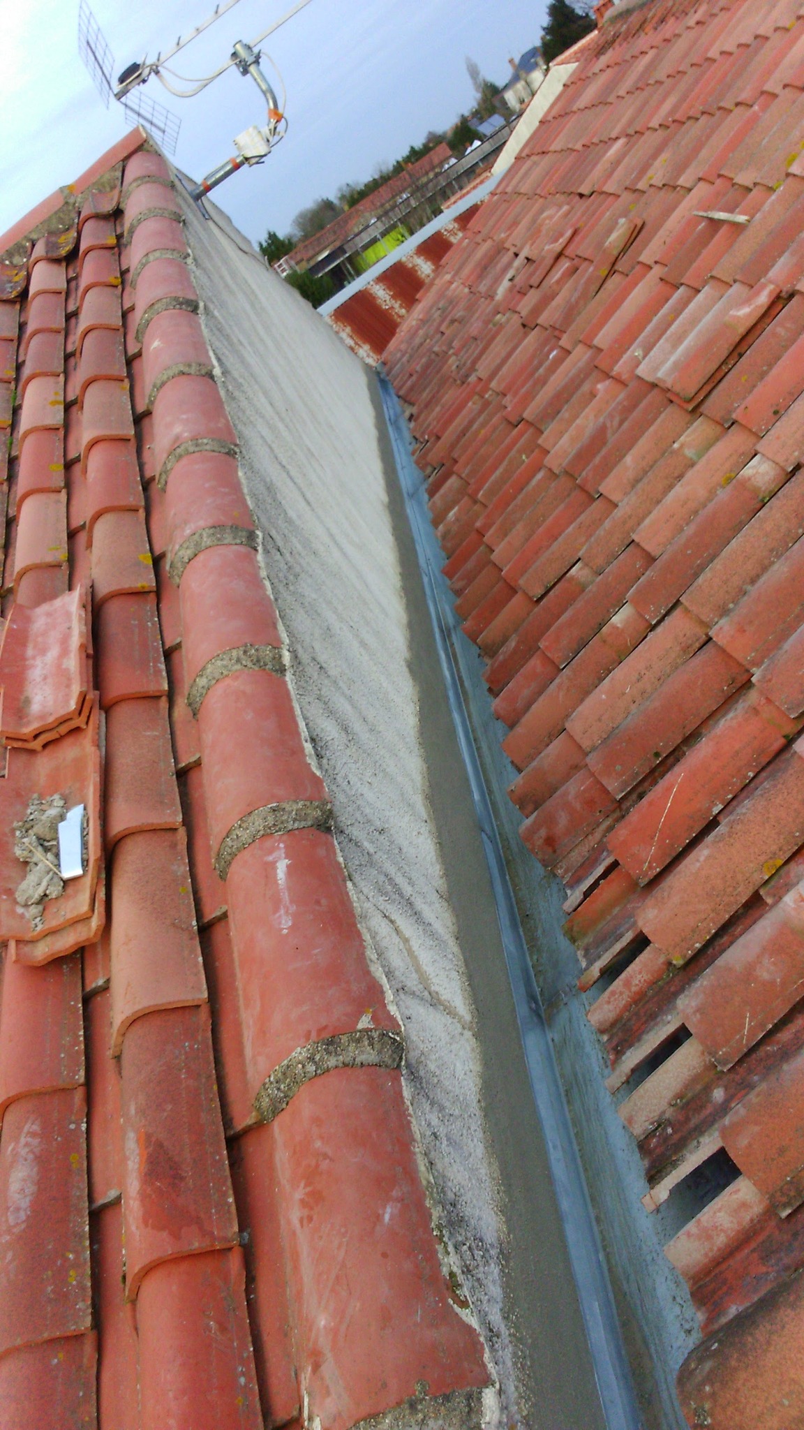 Réfection complète de chéneaux en zinc sur couverture en tuiles